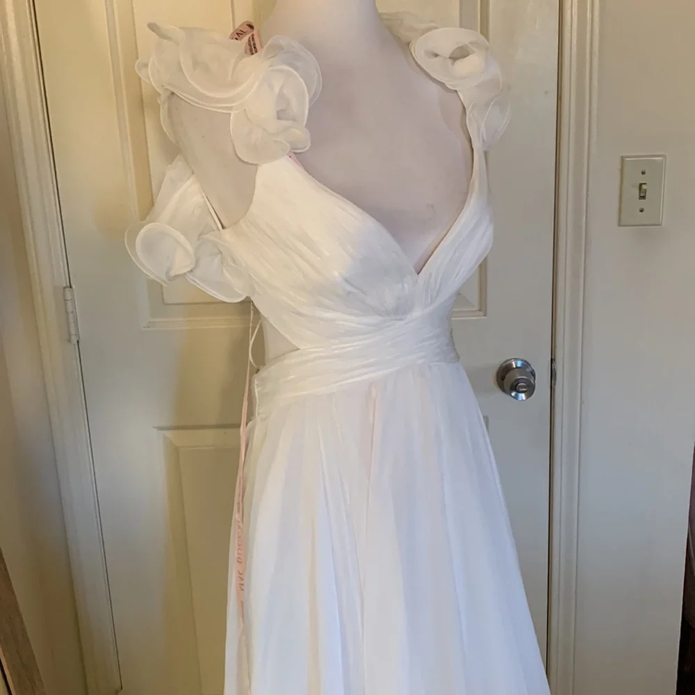 MAC DUGGAL
Ruffle-Sleeve V-Neck Tiered Chiffon Maxi Dress Anthropologie - Picture 8 of 17